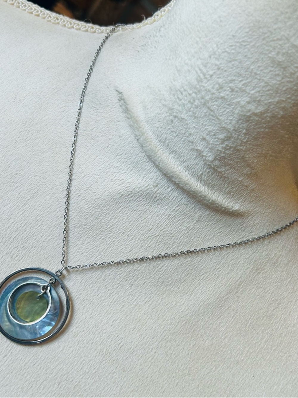 Handcrafted salvaged vintage shell galaxy pendant on chain necklace